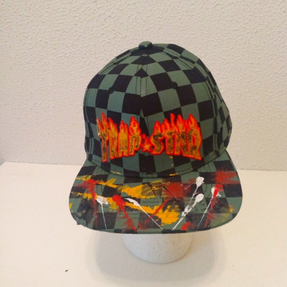 Phat Cat Rap Star Green Black Snap Back Hat Cap